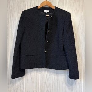 Talbots black bouclé cropped blazer jacket size 10 LNC